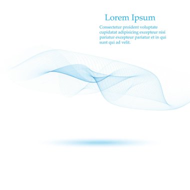 Soyut pürüzsüz renk dalga vektörü. Eğri akış mavi hareket çizimi. Duman tasarımı.