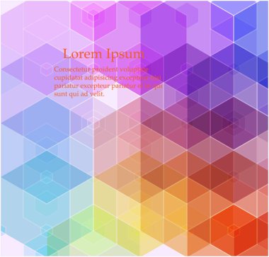 Mavi, yeşil, turuncu, pembe, kırmızı, sarı Altıgen arka plan soyut illüstrasyon