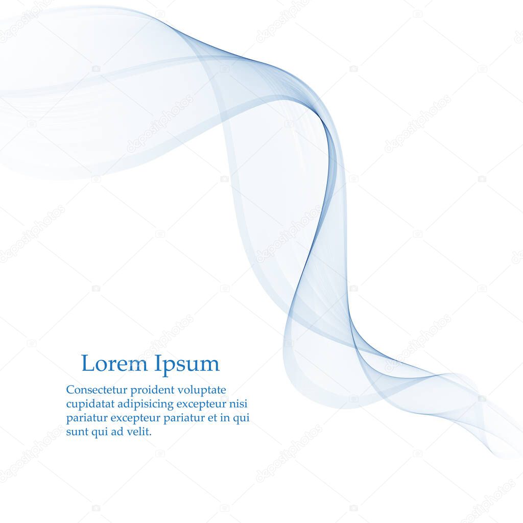 Abstract vector background, transparent waved lines for brochure, website, flyer design. Blue smoke wave.