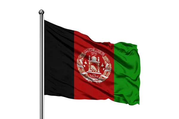 Bandera Afganistán Ondeando Viento Fondo Blanco Aislado — Foto de Stock