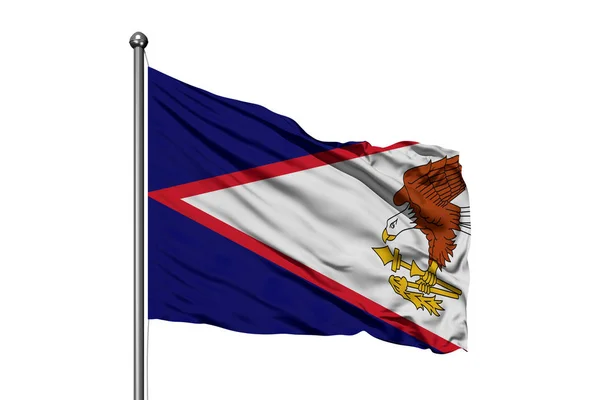 Bandeira Samoa Americana Acenando Vento Fundo Branco Isolado — Fotografia de Stock