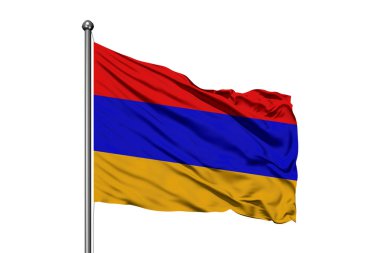 Ermenistan izole beyaz arka plan rüzgarda sallayarak bayrak. Ermenistan bayrağı.