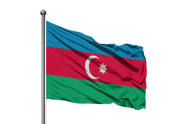 Flag Azerbaijan Waving Wind Isolated White Background Azerbaijani Flag — Stock Photo, Image