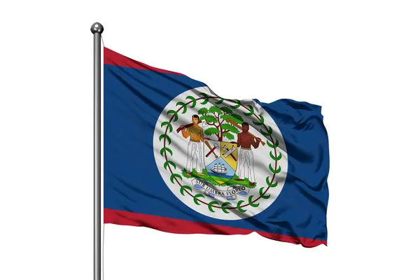 Belize Izole Beyaz Arka Plan Rüzgarda Sallayarak Bayrak Belize Bayrağı — Stok fotoğraf