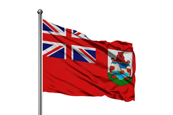 Vlag Van Bermuda Wuiven Wind Geïsoleerde Witte Achtergrond — Stockfoto