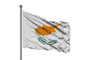 Kıbrıs izole beyaz arka plan rüzgarda sallayarak bayrak. Kıbrıs bayrağı.