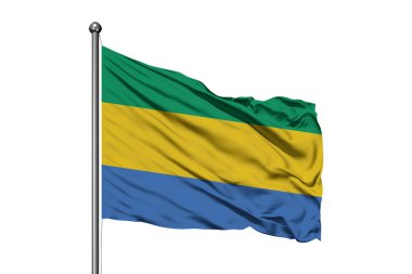 Gabon izole beyaz arka plan rüzgarda sallayarak bayrak. Gabon bayrak.