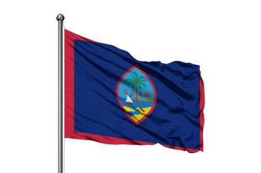 Guam izole beyaz arka plan rüzgarda sallayarak bayrak.