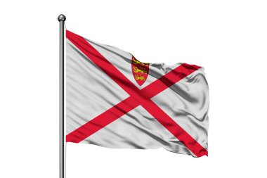 Jersey yetki izole beyaz arka plan rüzgarda sallayarak bayrak.