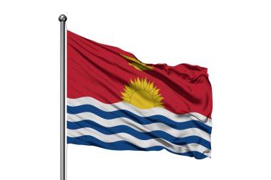 Kiribati izole beyaz arka plan rüzgarda sallayarak bayrak.