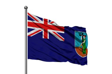 Montserrat izole beyaz arka plan rüzgarda sallayarak bayrak.