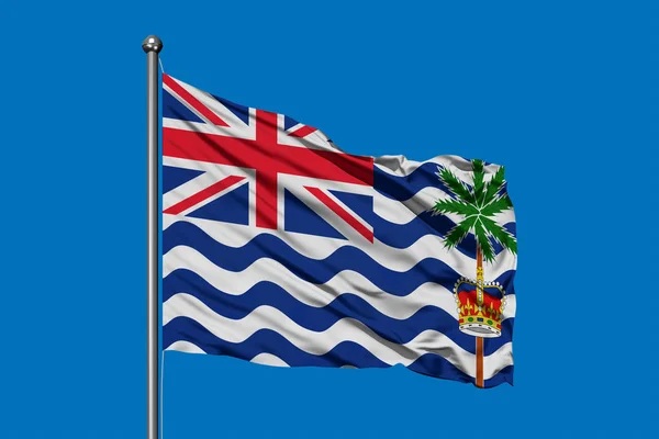 Flag British Indian Ocean Territory Waving Wind Deep Blue Sky — Stock Photo, Image