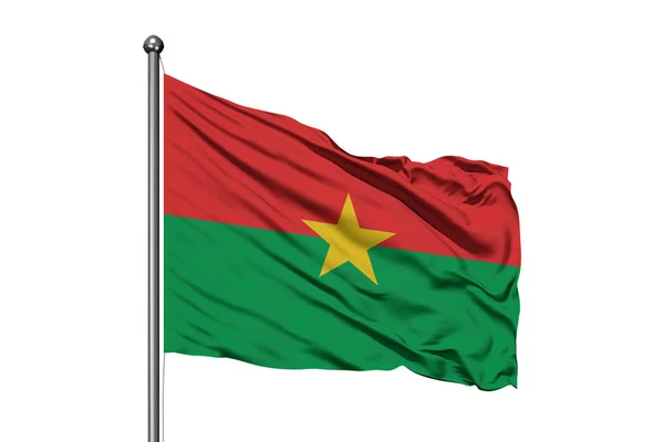 Flagga Burkina Faso Vajade Vinden Isolerade Vit Bakgrund Burkinese Flagga — Stockfoto