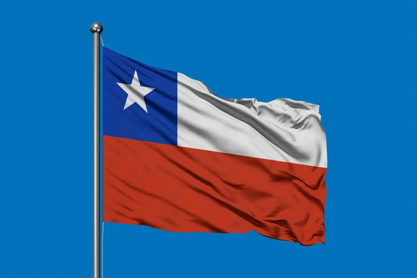 Flag Chile Waving Wind Deep Blue Sky Chilean Flag — Stock Photo, Image