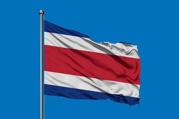 Bandiera Della Costa Rica Sventola Nel Vento Contro Cielo Blu — Foto Stock