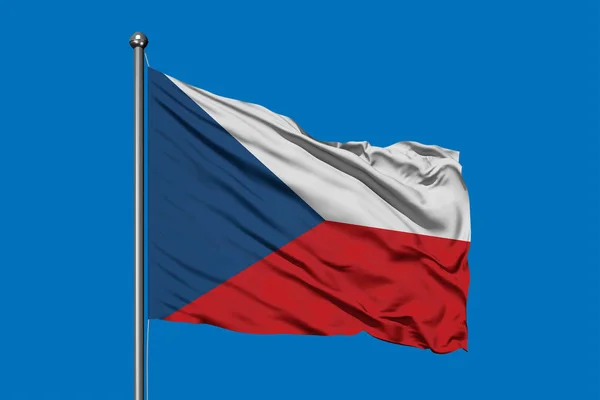 Flag Czech Republic Waving Wind Deep Blue Sky Czech Flag — Stock Photo, Image