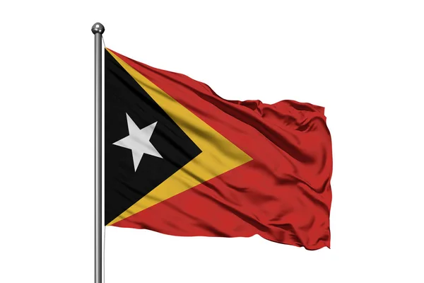 Bandera Timor Oriental Ondulación Viento Fondo Blanco Aislado —  Fotos de Stock