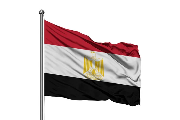 Mısır Izole Beyaz Arka Plan Rüzgarda Sallayarak Bayrak Mısır Bayrağı — Stok fotoğraf
