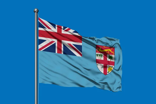 Vlag Van Fiji Wuiven Wind Tegen Diep Blauwe Hemel Vlag — Stockfoto