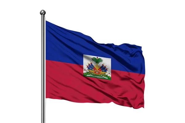 Haiti Izole Beyaz Arka Plan Rüzgarda Sallayarak Bayrak Haiti Bayrak — Stok fotoğraf
