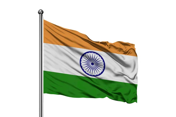 Bandera India Ondeando Viento Fondo Blanco Aislado Bandera India —  Fotos de Stock