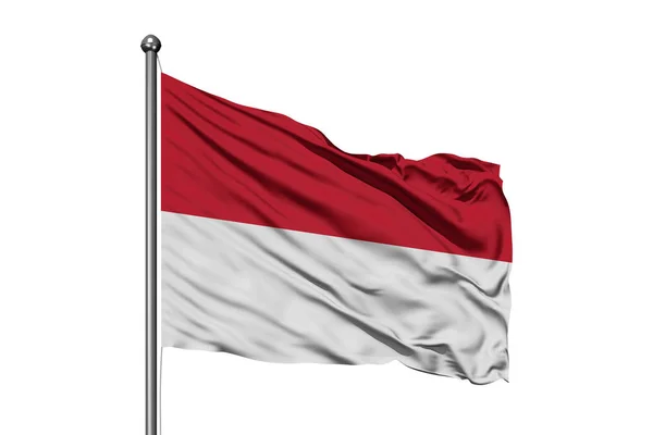 Bandeira Indonésia Acenando Vento Fundo Branco Isolado Bandeira Indonésia — Fotografia de Stock