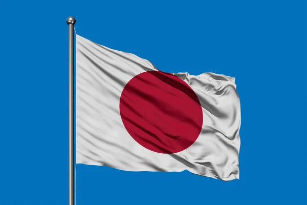 Bandeira Japão Acenando Vento Contra Céu Azul Profundo Bandeira Japonesa — Fotografia de Stock