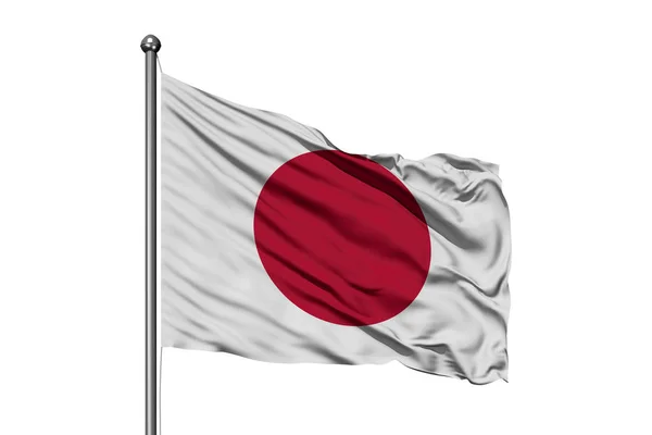 Vlag Van Japan Wuiven Wind Geïsoleerde Witte Achtergrond Japanse Vlag — Stockfoto