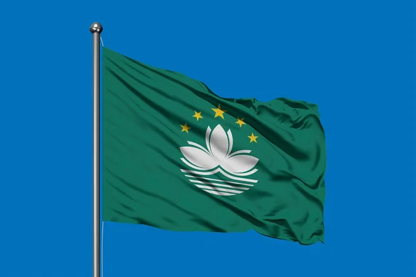 Bandera Macao Ondeando Viento Contra Cielo Azul Profundo Bandera Macao — Foto de Stock