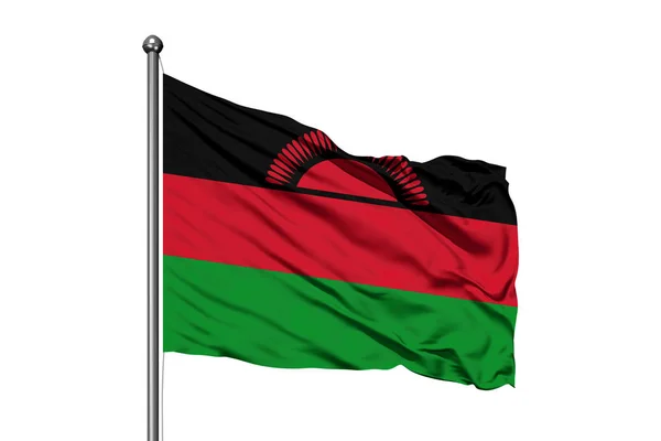 Flag Malawi Waving Wind Isolated White Background Malawian Flag — Stock Photo, Image