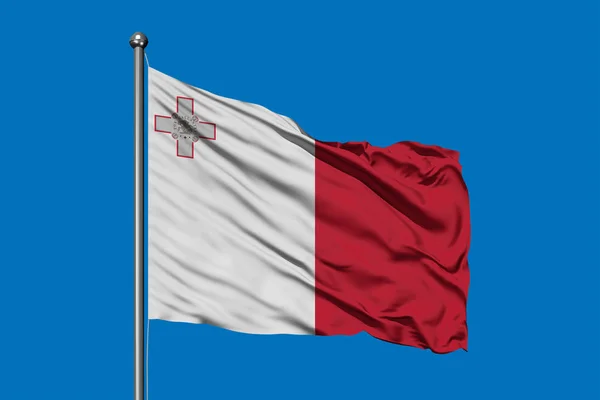 Bandera Malta Ondeando Viento Contra Cielo Azul Profundo Bandera Malta — Foto de Stock