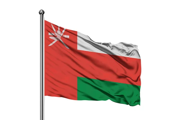 Flaga Omanu Macha Wietrze Białym Tle Flaga Omanu — Zdjęcie stockowe