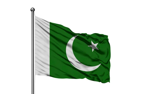 Vlajka Pákistánu Mávat Větru Izolované Bílým Pozadím Pákistánské Vlajka — Stock fotografie