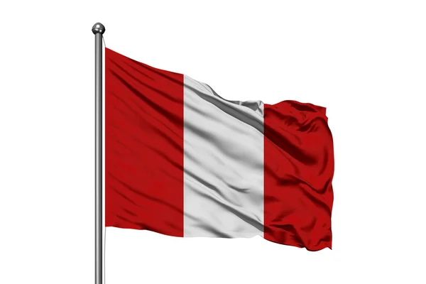 Bandeira Peru Acenando Vento Fundo Branco Isolado Bandeira Peruana — Fotografia de Stock