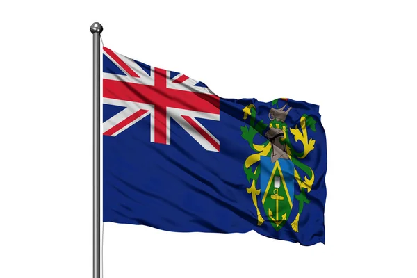 Flag Pitcairn Islands Waving Wind Isolated White Background — Stock Photo, Image