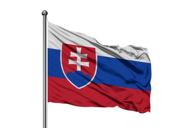Slovakya izole beyaz arka plan rüzgarda sallayarak bayrak. Slovakya bayrağı.