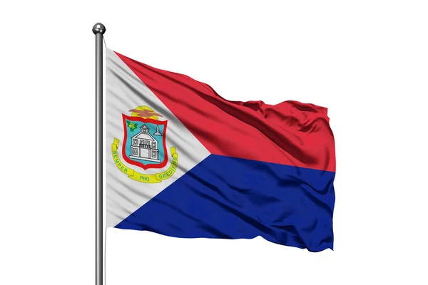 Sint Maarten Izole Beyaz Arka Plan Rüzgarda Sallayarak Bayrak — Stok fotoğraf