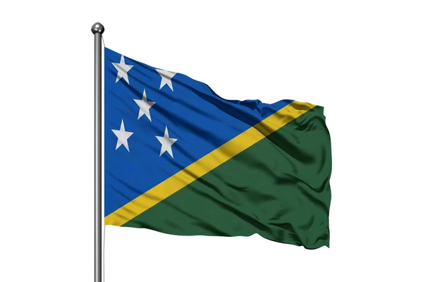 Bandera Las Islas Salomón Ondeando Viento Fondo Blanco Aislado — Foto de Stock