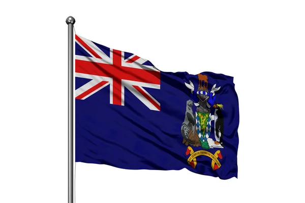 Bandiera Della Georgia Del Sud Delle Isole Sandwich Meridionali Sventolando — Foto Stock