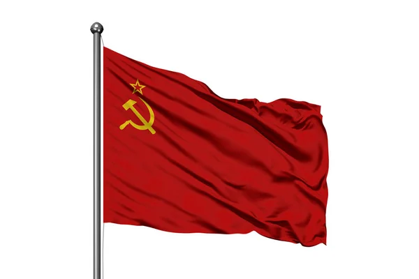 Bandeira União Soviética Acenando Vento Fundo Branco Isolado Bandeira Urss — Fotografia de Stock