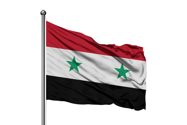 Vlag Van Syrië Wuiven Wind Geïsoleerde Witte Achtergrond Syrische Vlag — Stockfoto