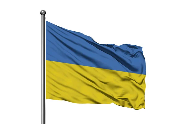 Vlajka Ukrajiny Mávat Větru Izolované Bílým Pozadím Ukrajinská Vlajka — Stock fotografie