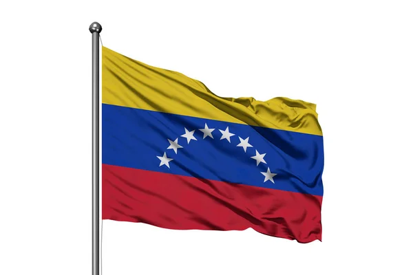 Bandera Venezuela Ondeando Viento Fondo Blanco Aislado Bandera Venezuela — Foto de Stock