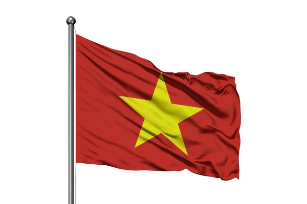 Bandeira Vietnã Acenando Vento Fundo Branco Isolado Bandeira Vietnamita — Fotografia de Stock