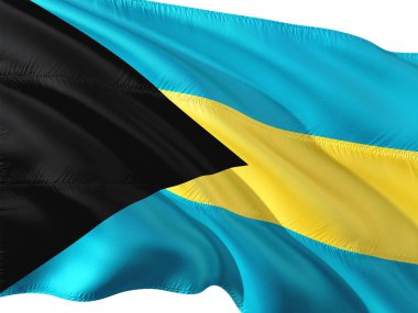 Bahamalar izole beyaz arka plan rüzgarda sallayarak bayrak.