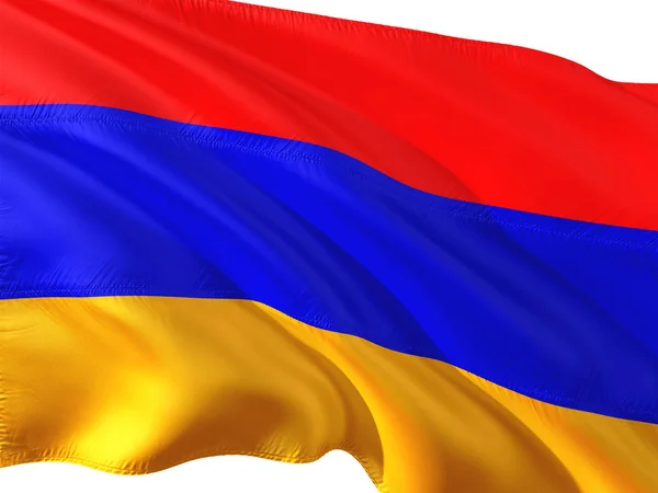Bandera Armenia Ondeando Viento Fondo Blanco Aislado — Foto de Stock