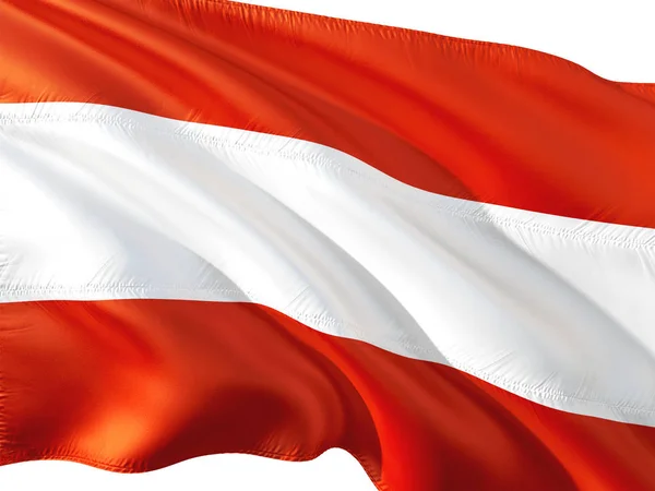 Flaga Austrii Macha Wietrze Białym Tle — Zdjęcie stockowe