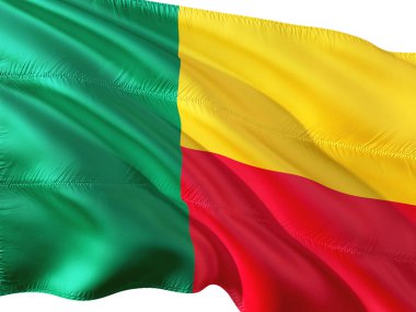 Benin izole beyaz arka plan rüzgarda sallayarak bayrak.