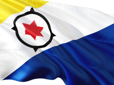 Bonaire izole beyaz arka plan rüzgarda sallayarak bayrak.