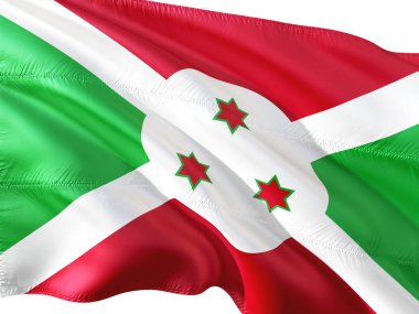 Burundi izole beyaz arka plan rüzgarda sallayarak bayrak.